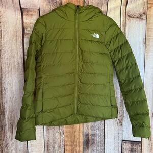 The North Face Jacket Aconcagua 3 Hoodie Forest Olive Green Down Puffer Small